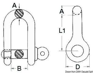 Bootsluiting Osculati D Shackle Stainless Steel - 1
