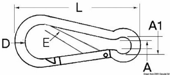 Karabini Osculati Carabiner hook polished Stainless Steel with eye 13 mm - 2