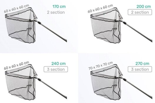 Red de pesca ZFISH ZFX Rubber Mesh 170 cm Landing Net 2 partes - 3