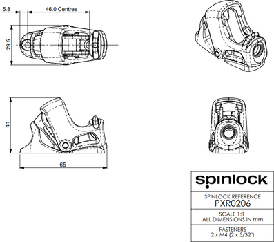 Lodní stopér Spinlock PXR Cam Cleat 2-6mm - 6
