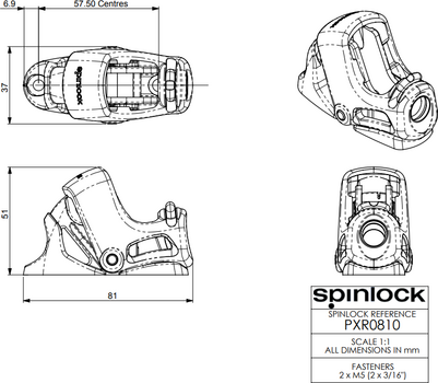 Lodní stopér Spinlock PXR Cam Cleat 8-10mm - 5