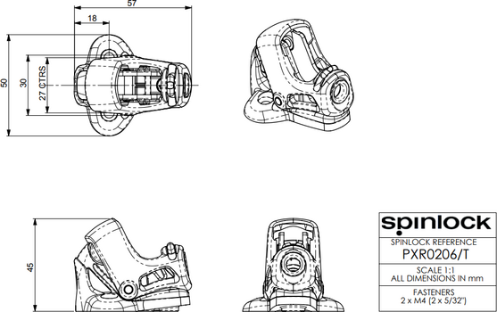 Lodní stopér Spinlock PXR Cam Cleat 2-6mm Retrofit - 5