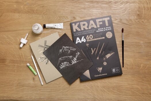 Μπλοκ Ζωγραφικής Clairefontaine Brown & Black Laid Kraft Pad A4 90 g Μπλοκ Ζωγραφικής - 2