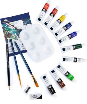 Peinture acrylique Royal & Langnickel Large Window Tin Ensemble de peintures acryliques 10 x 12 ml 18 pièces - 4