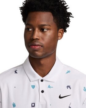 Poloshirt Nike Tour Icon Print White/Black S Poloshirt - 3