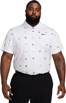 Poloshirt Nike Tour Icon Print White/Black S Poloshirt - 7