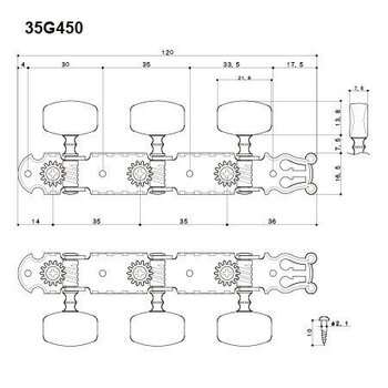 Ladící mechanika pro kytaru Gotoh 35G450 N Nickel Ladící mechanika pro kytaru - 2