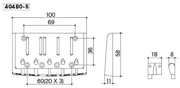 Vervangende brug voor basgitaar Gotoh 404BO-5 C Chrome Vervangende brug voor basgitaar - 2