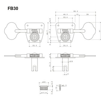 Chiave Tira Corde Basso Gotoh FB30-4 N Nickel Chiave Tira Corde Basso - 3