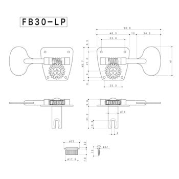 Tuning Machines for Bassguitars Gotoh FB30LP-4 N Nickel Tuning Machines for Bassguitars - 3