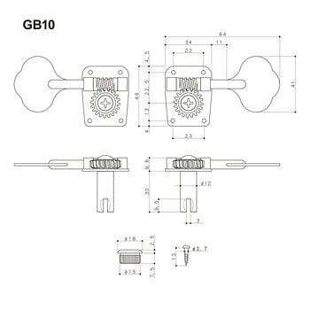 Mechanik für Bass Gotoh GB10-4 N Nickel Mechanik für Bass - 3