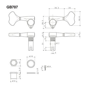 Clavijeros para bajos Gotoh GB707-4 GG 2L/2R Gold Clavijeros para bajos - 2