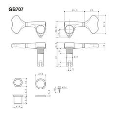 Štimer za bas gitaru Gotoh GB707-4 CK 2L/2R Cosmo Black Štimer za bas gitaru - 2