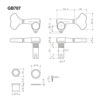 Tuning Machines for Bassguitars Gotoh GB707-5 B 3L/2R Black Tuning Machines for Bassguitars - 2