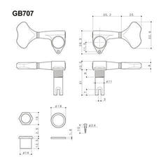 Štimer za bas gitaru Gotoh GB707-4 C L Chrome Štimer za bas gitaru - 2