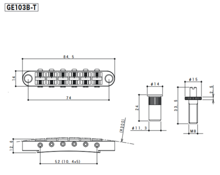 Guitar Bridge Gotoh GE103B-T CK Black Guitar Bridge - 2