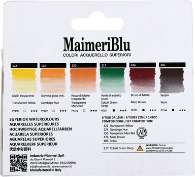 Nερομπογιά Maimeri Blu Σετ ακουαρέλα χρώματα Sahara 6 x 12 ml 6 τεμ. - 3