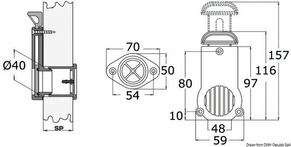 Dodatki za napihljive čolne Osculati Drain plug with valve 16/63 mm - 2