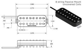 Humbucker Pickup Seymour Duncan Pegasus Bridge 8-String Passive Black Humbucker Pickup - 3