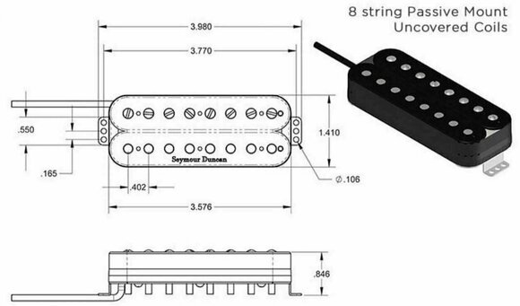 Micro guitare Seymour Duncan Pegasus Bridge 8-String Passive - 4