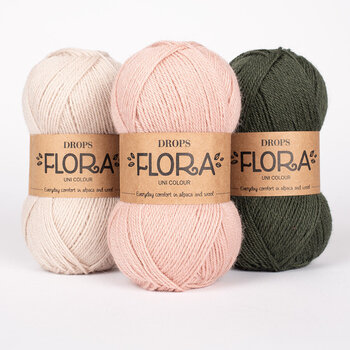 Knitting Yarn Drops Flora Uni Colour 22 White Fog Knitting Yarn - 2