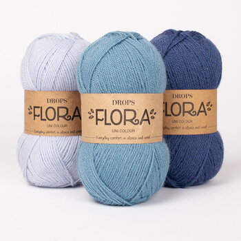 Strickgarn Drops Flora Uni Colour 22 White Fog Strickgarn - 5