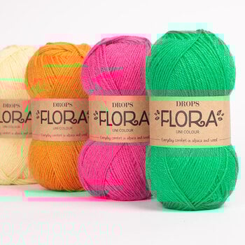 Knitting Yarn Drops Flora Uni Colour 19 Coral Knitting Yarn - 6