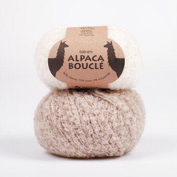 Knitting Yarn Drops Alpaca Bouclé Mix 2020 Light Beige Knitting Yarn - 2