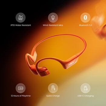 Bone Conduction Écouteurs Shokz OpenRun Pro 2 USB-C Orange Bone Conduction Écouteurs - 7