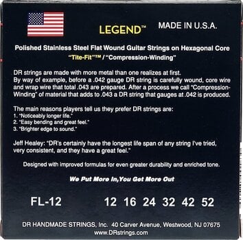 Cuerdas para guitarra eléctrica DR Strings Legend Flatwound Medium 12-52 Cuerdas para guitarra eléctrica - 3