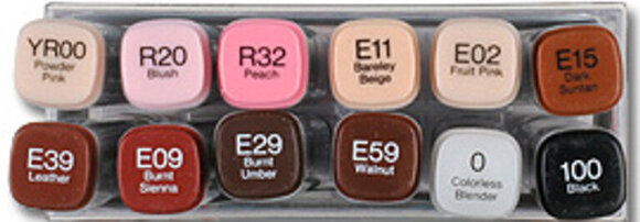 Huopakynä Copic Classic Mustepatruuna Skin Tones Colours 12 kpl - 2