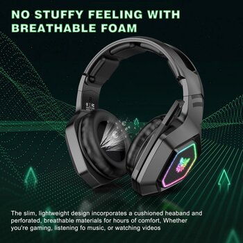 Pc-hoofdtelefoon Onikuma B100 RGB Bluetooth Wireless Gaming Headset Zwart Pc-hoofdtelefoon - 9