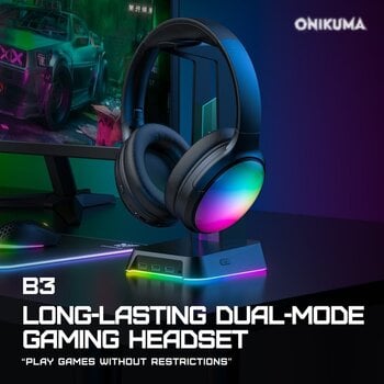 Pc-hoofdtelefoon Onikuma B3 RGB Wireless Bluetooth Gaming Headset Zwart Pc-hoofdtelefoon - 10