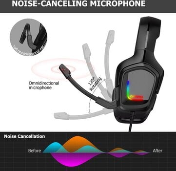 Auriculares para ordenador Onikuma K20 RGB Wired Gaming Headset Negro Auriculares para ordenador - 4