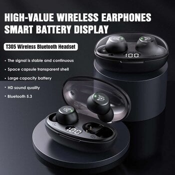 Écouteurs intra-auriculaires sans fil Onikuma T305 TWS Wireless Bluetooth Earbuds Black Écouteurs intra-auriculaires sans fil - 5