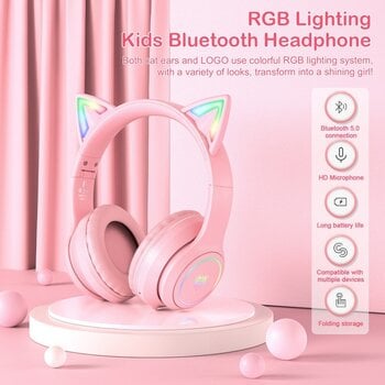 Ακουστικά PC Onikuma B90 RGB Cat Ear Bluetooth Wireless Gaming Headset Ροζ Ακουστικά PC - 8