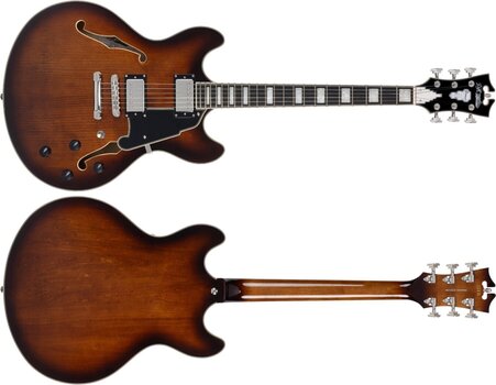 Semi-Acoustic Guitar D'Angelico Premier DC Brown Burst Semi-Acoustic Guitar - 6