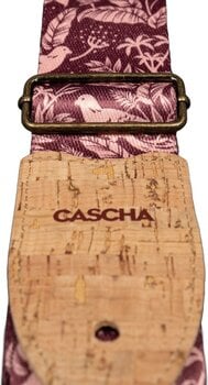 Textile guitar strap Cascha CGS-VC1 Vegan Cork Textile guitar strap Mauve Birds - 5