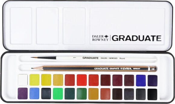 Акварелни бои Daler Rowney Graduate Комплект акварелни бои  Student Set 24 Colours With Brush And Pencill - 2