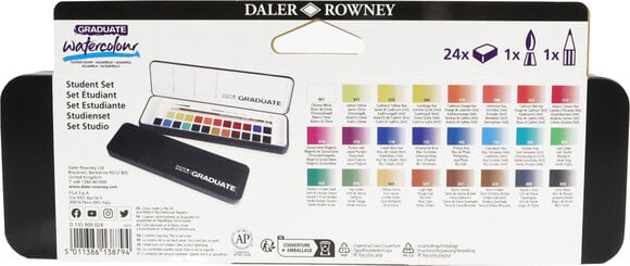 Peintures aquarelles Daler Rowney Graduate Ensemble de peintures à l'aquarelle  Student Set 24 Colours With Brush And Pencill - 6