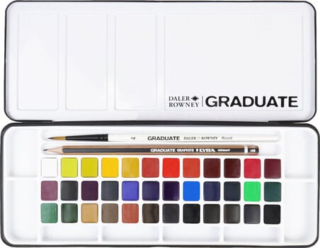 Tinta de aguarela Daler Rowney Graduate Set of Watercolour Paints  Student Set 24 Colours With Brush - 2