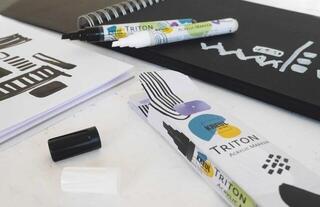 Pixur cu pâslă Kreul Triton Set markere textile 1 - 4 mm White & Black 2 buc. - 2