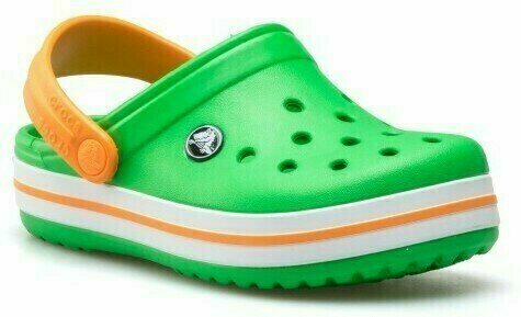 green and orange crocs