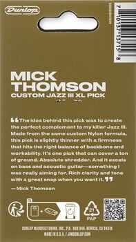 Pick Dunlop 47PXLMTG Mick Thompson Jazz III XL Player Pack Pick - 6