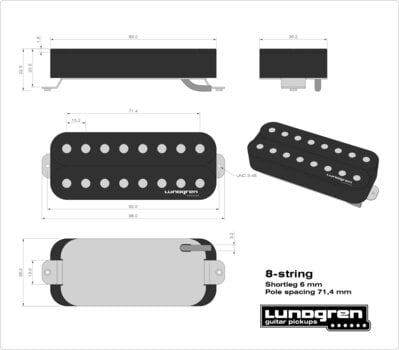 Humbucker Pickup Lundgren Pickups M8 Bridge Black Open - 2