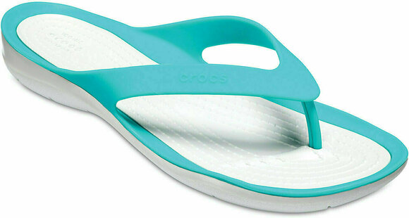 Womens Sailing Shoes Crocs Women's Swiftwater Flip Tropical Teal/Pearl White 36-37 - 3