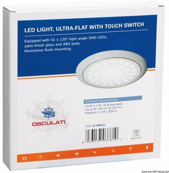 Lodní interiérové světlo Osculati Ultra-flat LED light chromed ring nut 12/24 V 3 W - 2