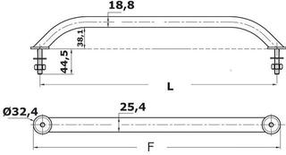 Escada de barco, prancha de desembarque de barco Osculati Handrail SS 220 mm Escada de barco, prancha de desembarque de barco - 2
