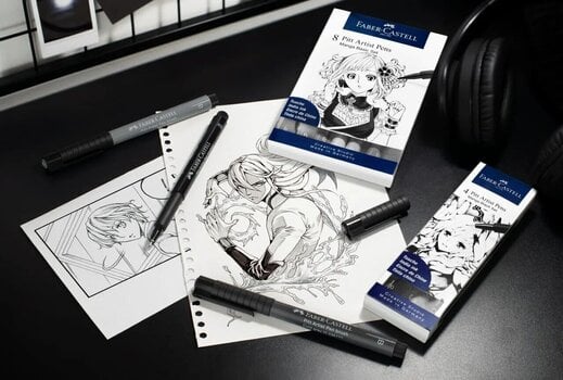 Pixur cu pâslă Faber Castell 82.2906 Set de markere Manga Black 4 Bucăți - 2