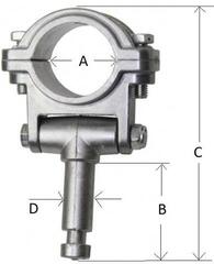 Držák Lindemann Oarlock Držák Aluminium 45 mm - 1